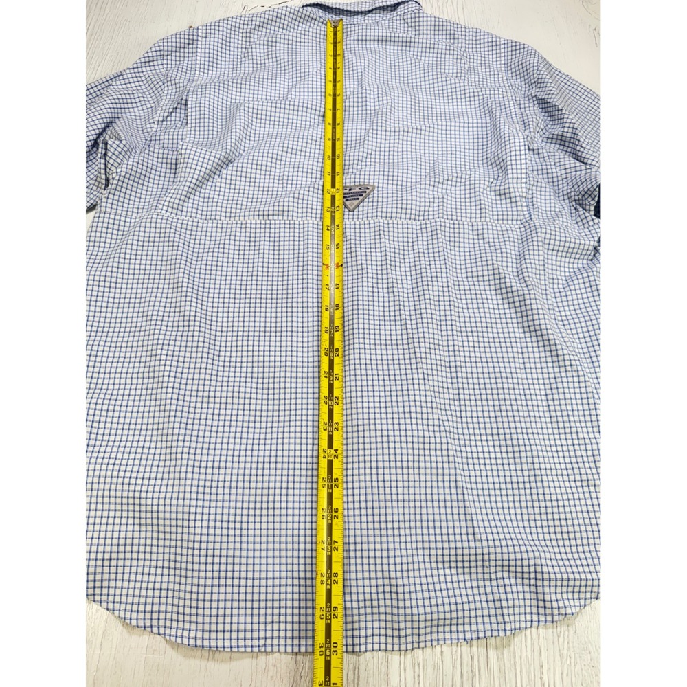 Columbia Super Tamiami PFG Fishing S/S Shirt Men Large Blue White Plaid FM7189 - Picture 5 of 8